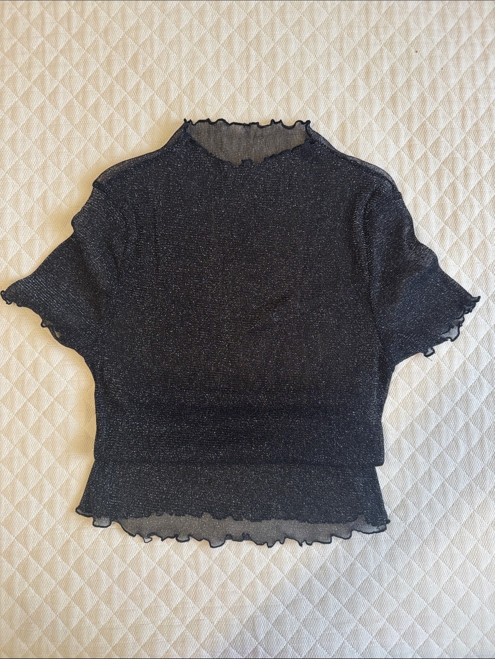 SHEIN Black Metallic Sheer Knit Top - Picture 3 of 3